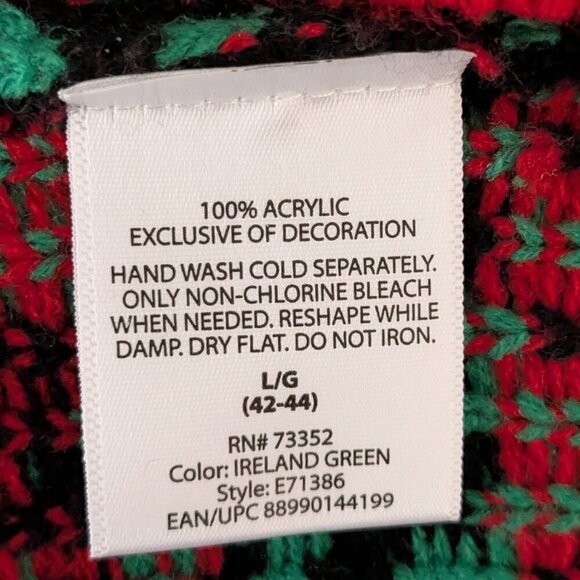 JOLLY SWEATER Red/Green Pullover Christmas Holiday Sweater; Llama; Size Men L - Picture 5 of 5